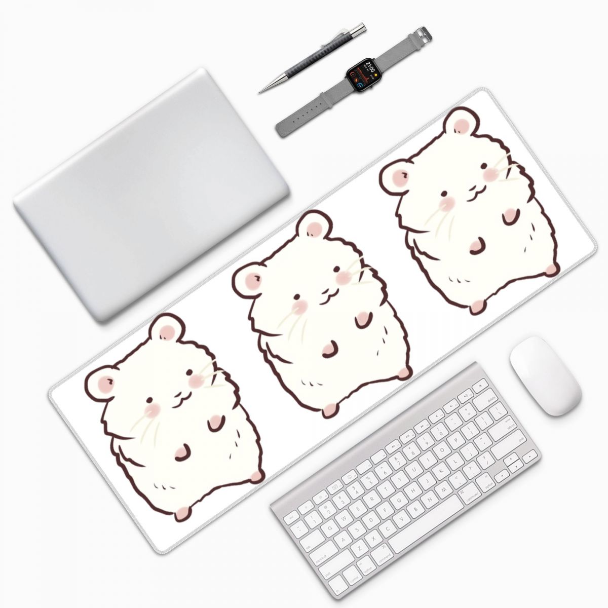 Pc Gaming Drawing - Cute Hamster Drawing Large Mouse Pad