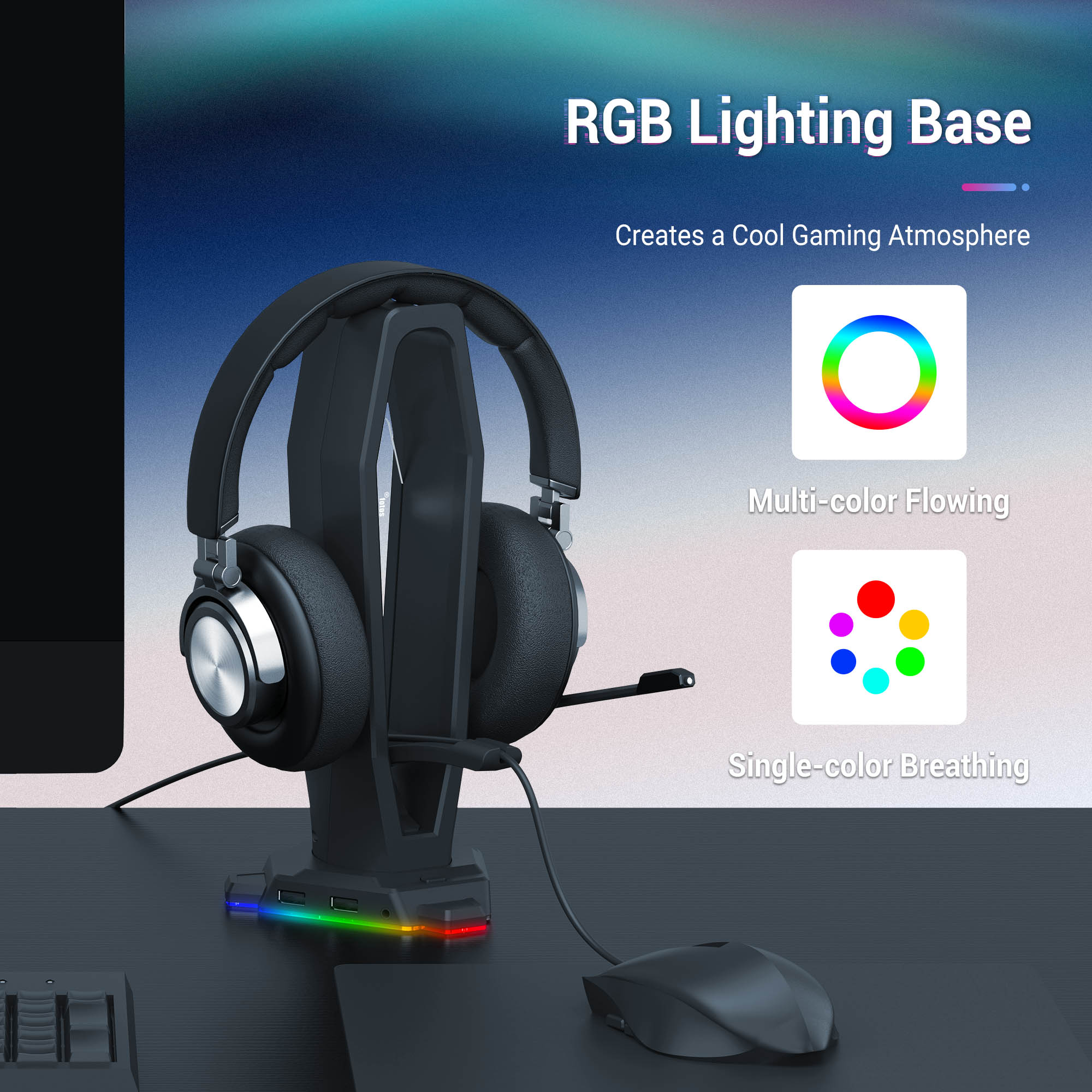 3 in 1 RGB Gaming Headset Hold - Mouse Bungee Holder recension och pris