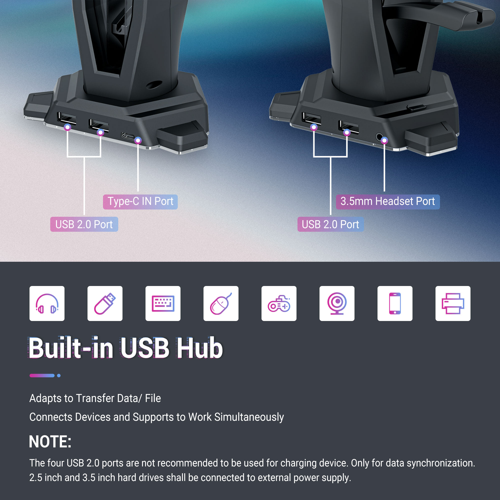 3 in 1 RGB Gaming Headset Hold - Mouse Bungee Holder recension och pris